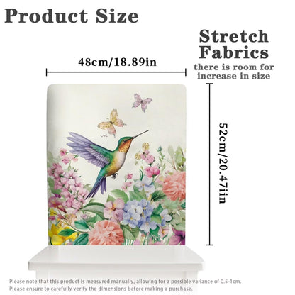 Viuacagoru Hummingbird Dining Chair Back Covers Floral Stretchable Back Slipcover Set of 1 Chair Seat Protector