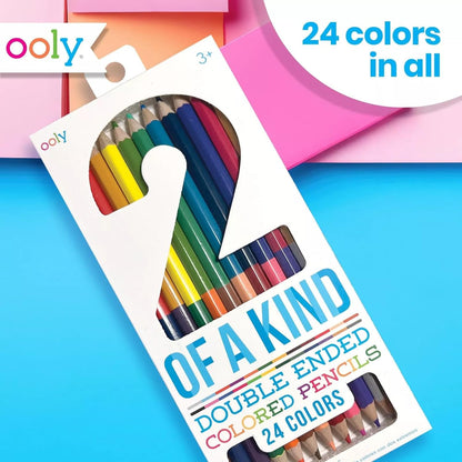 Ooly Double-Ended Colored Pencils, Set of 12 with 24 Colors, Drawing & Coloring Pencils for Kids and Adults, Colorful Back to School Supplies for Arts and Crafts, Double-Ended