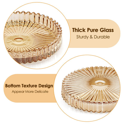 OGANAZI Modern Clear Coasters Set of 5- Glass Cute Coasters for Drinks Crystal Coaster Round Chic Cup Mat Cute Coffee Table Coaster for Kitchen, Bar, Dining Room, Living Room, Patio(Amber)