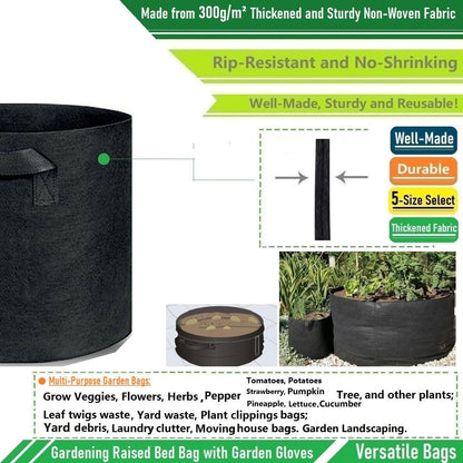 200 Gallon Big Raised Garden Bed Bag (50x24 inch) Large Plant Grow Bag for Tomato,Potato Planter,Herbs Veggies Planter,Flower Bed,Plant Container,Yard Waste,Lawn Debris,Leaf Bag with Gardening Gloves