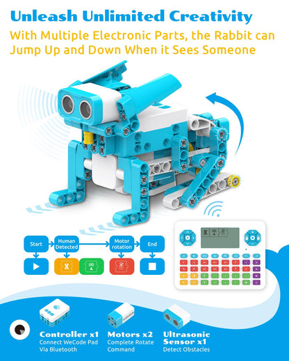 WhalesBot D3 Pro 12-in-1 STEM Wecode Pad Coding Robot Kit for Kids, 388-Piece Educational Building Set with Interactive Storytelling, Ideal Toy for Boys & Girls Ages 6-8