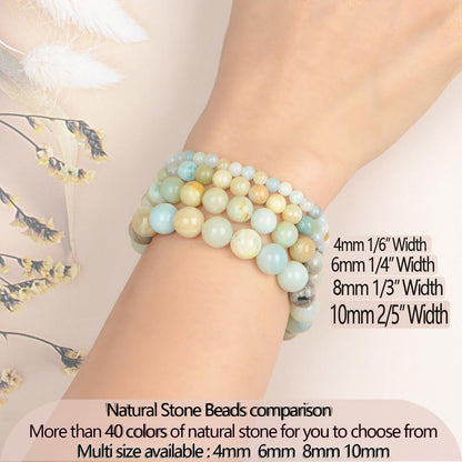 LPBeads Handmade Natural Gemstone Stretch Elastic 4mm Mulitcolor Amazonite Bracelet Healing Crystal Round Stone Beads Jewelry Gifts for Women Men