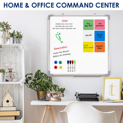 Whiteboard Set - Dry Erase Board 24 x 24 in with 1 Magnetic Eraser, 4 Dry Wipe Markers, 4 Magnets and 6 Magnetic Labels - Wall Hanging Reminder Kanban White Board for Home and Office (24x24 inch)