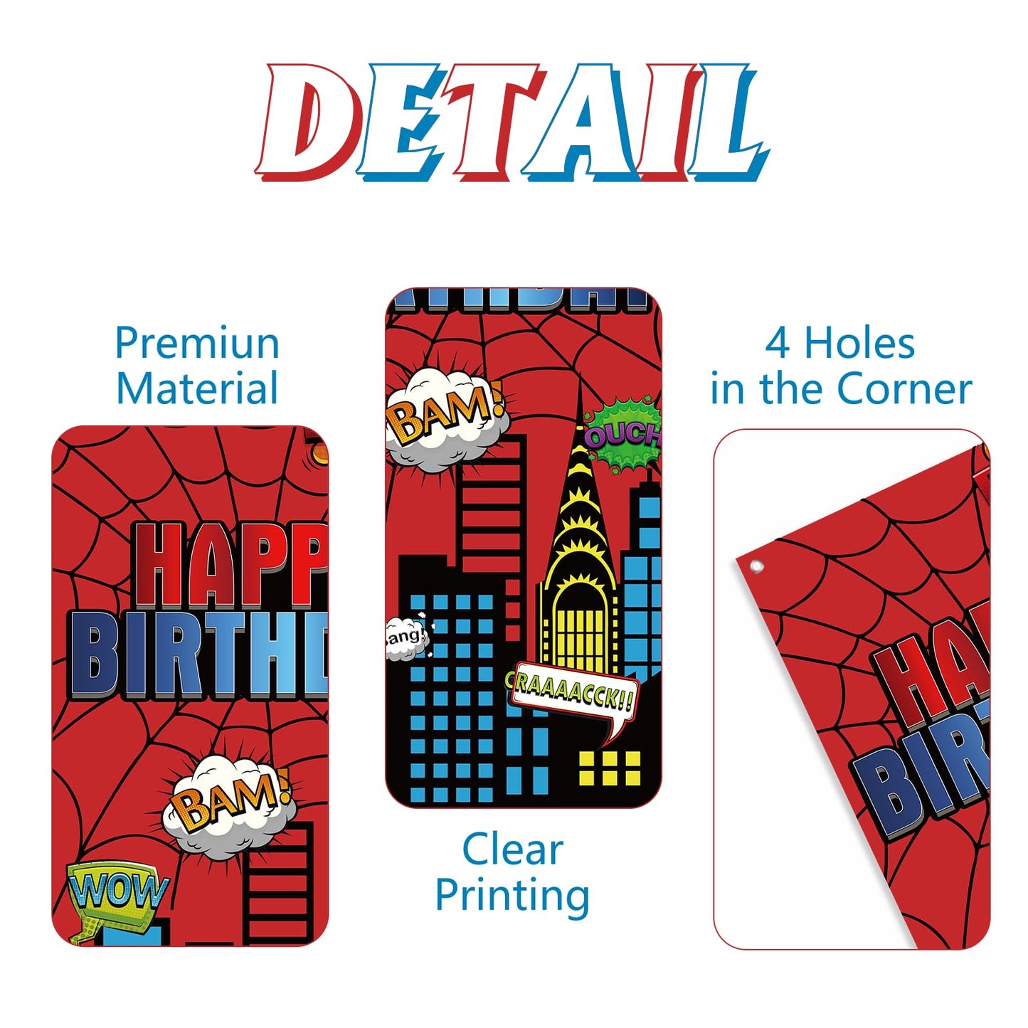 Red Spider Web Door Banner, 6x3ft Superhero Party Decoration Door Cover for Boys Birthday, Kids Party Supplies, Photography Photo Background
