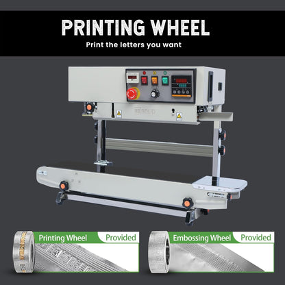 U.S. Solid Vertical Automatic Continuous Sealing Machine with Digital Temperature Control, Vertical Band Sealer for 0.02-0.8mm PVC Bag Films Stamp Coding 110V/60HZ