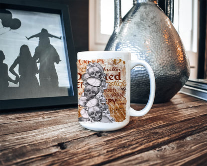 Caroline's Treasures SB3012CM15 Creepy, Haunted and Frightful with skulls Halloween Dishwasher Safe Microwavable Ceramic Coffee Mug 15 ounce, 15 ounce, multicolor