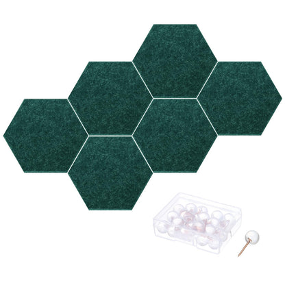 PATIKIL Felt Bulletin Board, 12"x10", 6 Packs Self Adhesive Hexagon Felt Tiles for Sound Proofing Wall Panels for Home Office Recording Studio,Game Room, Blackish Green