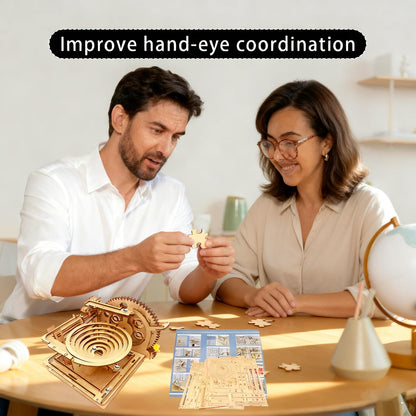 3D Puzzle Wooden Marble Run for Adults DIY Model Kit Assembly Wood Crafts Mechanical Puzzle for Teen Age 14+ Years Old