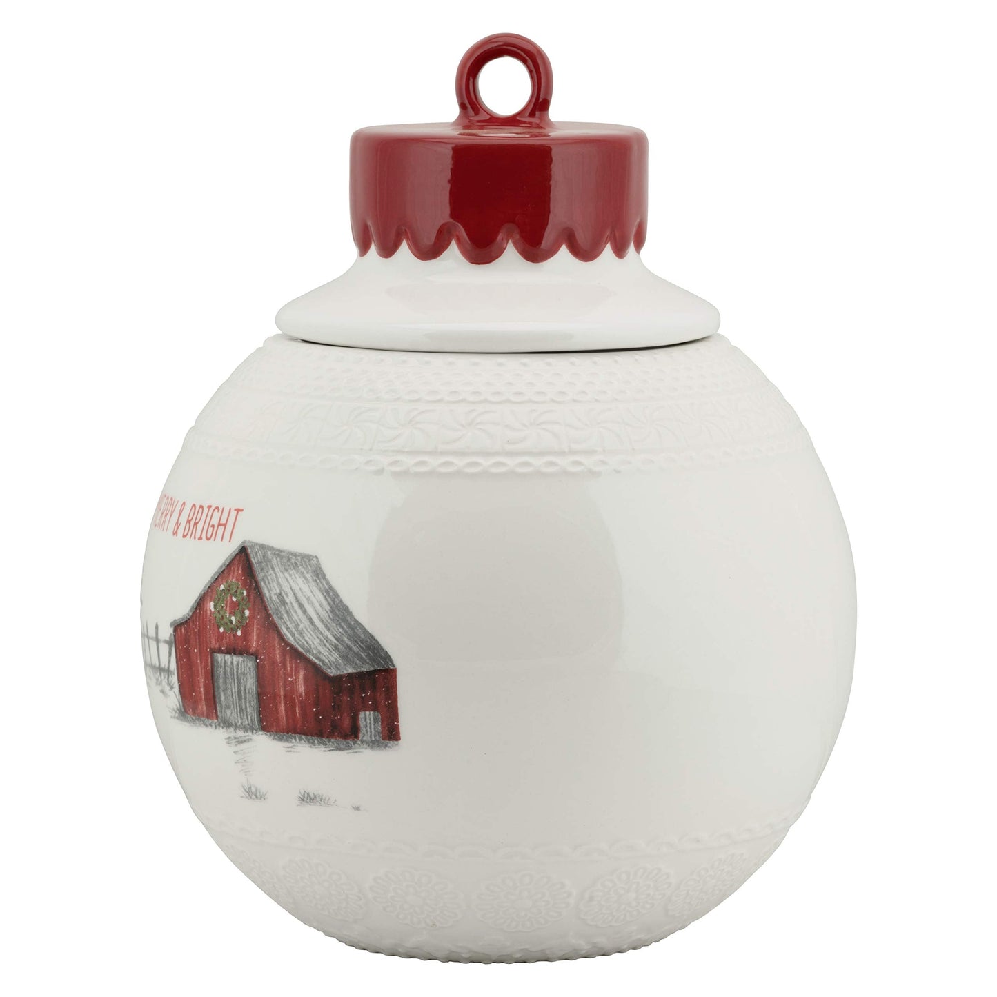 10 Strawberry Street "Merry & Bright" Ornament Cookie Jar - Large