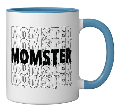 Halloween Momster Spooky Costume Pumpkin Mom Women Ceramic Mug, Blue/White