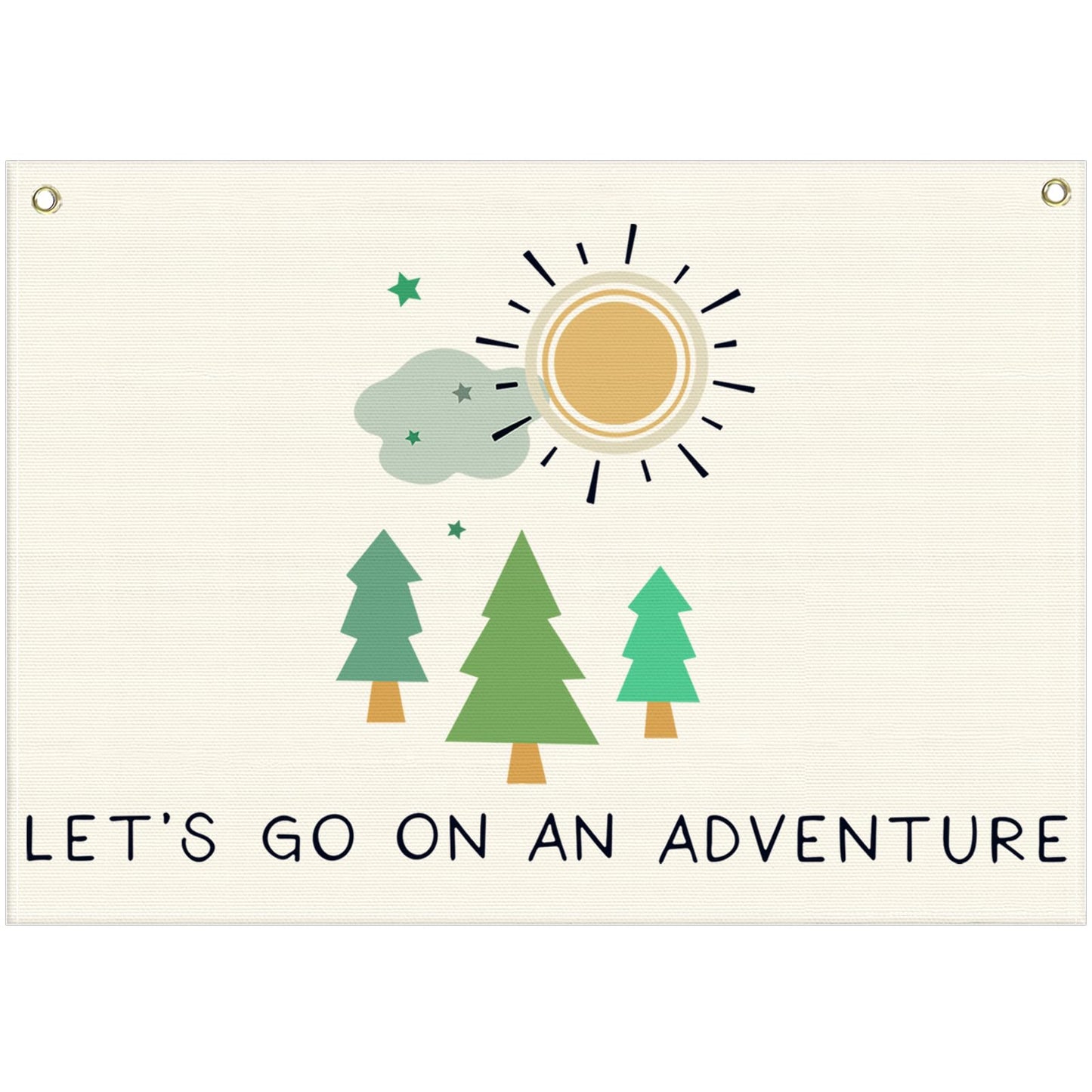 Nursery Canvas Rectangular Banner Flag Poster Wall Decor-Hanging Wall Decoration for Nursery Bedroom Playroom,Birthday Christmas Gift for Baby Kids Girl Boy Teen,Let’s Go On an Adventure 28.5"L×20"W