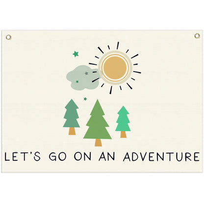 Nursery Canvas Rectangular Banner Flag Poster Wall Decor-Hanging Wall Decoration for Nursery Bedroom Playroom,Birthday Christmas Gift for Baby Kids Girl Boy Teen,Let’s Go On an Adventure 28.5"L×20"W