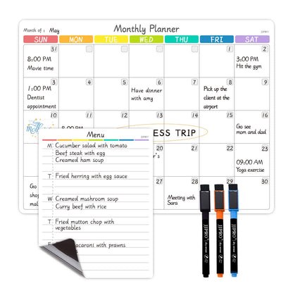 JJPRO Magnetic Dry Erase Monthly Calendar for Fridge-14.5"x11" Monthly Fridge Calendar and Daily to Do List,Magnetic Calendar for Refrigerator -3 Markers