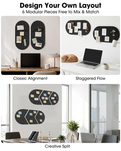 Cork Board Alternative, Felt Bulletin Board for Walls, 2-Pack 23.6"x11.8" Pin Board Wall Organizer with 35 Push Pins, Adhesive Install Wall Decor for Office, Classroom, Home, Desk Accessories