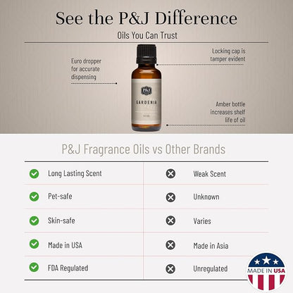 P&J Fragrance Oil Gardenia 30ml - Candle Scents, Soap Making, Diffuser Oil, Aromatherapy