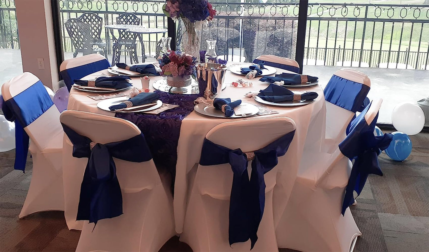 WENSINL Pack of 50 Wedding Satin Chair Sashes Royal Blue Bows 7x108inch Ribbon Fabric Bands for Banquet Party Hotel Restaurant Ceremony Event Chairs Knots Ties Decorations - Royal Blue, 50PCS