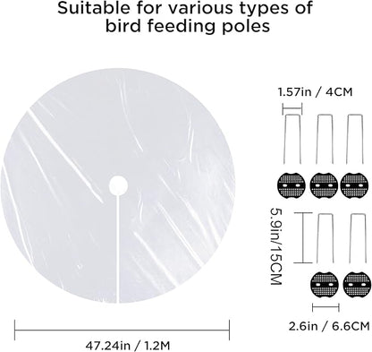 2 PCS 47.24 Inch Round Clear PE Bird Seed Catcher Mat - Waterproof Weather-Resistant, Intercepts Droppings & Birdseed, Fits Shepherd Hooks & Poles, Lawn Protector