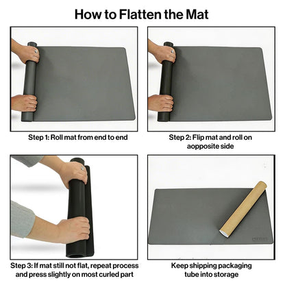 POCHAR Vegan Leather Desk Mat 31" x 16" - Office Desk Pad Protector for Desktop - Non-Slip PU Leather Dual-Sided Desk Blotter for Laptop Mouse Keyboard - Waterproof Writing Signing Pad, Gray