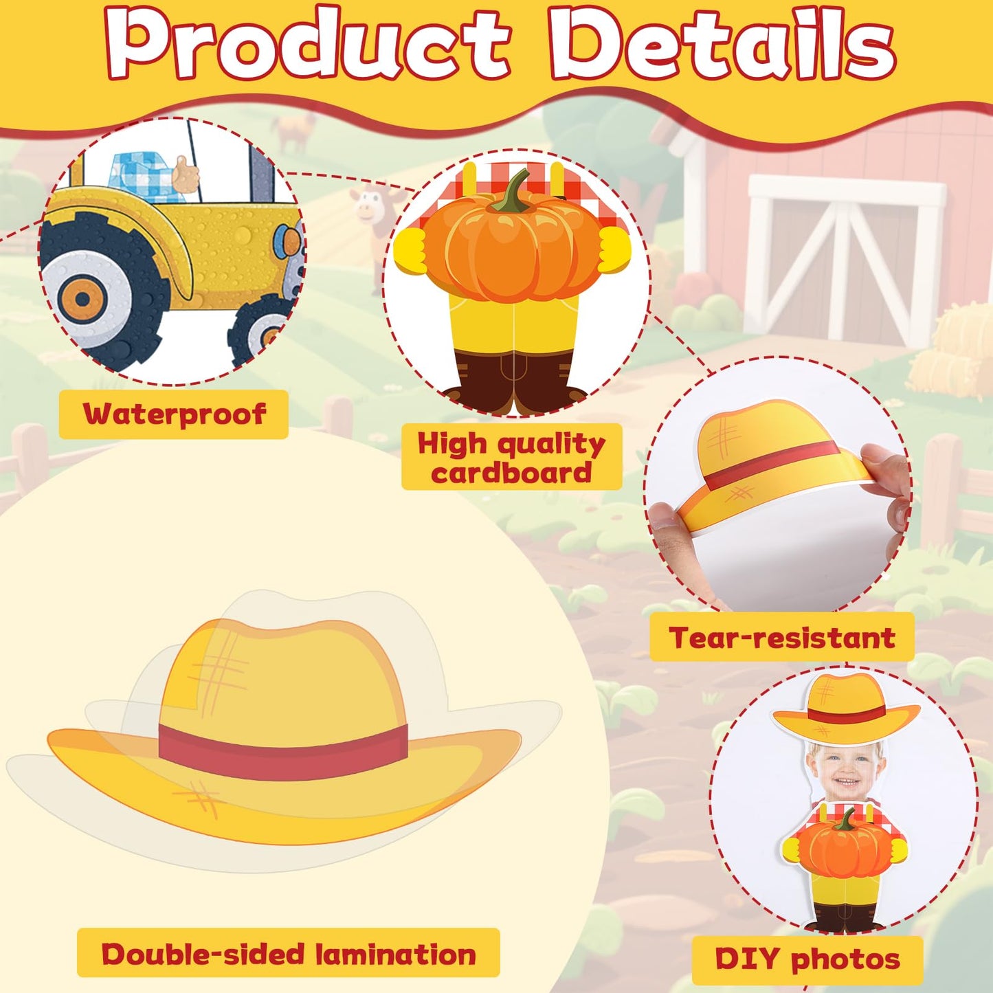 60pcs Farm Theme Cutouts Farmer with Straw Hat Bulletin Board Decorations Farmer Paper Cut-Outs Classroom Decor for Boy Girl Classroom DIY Craft Photo Kindergarten Preschool Wall Door Decor Supplies
