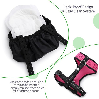 Adjustable Chicken Harness Diaper (5.4ft Leash) – Breathable & Washable Secure Training for Hens, Ducks & Chicks | Outdoor Walking & Discipline Solution (Months, Pink)