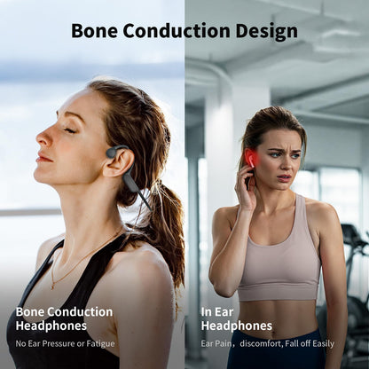 Haowolf Bone Conduction Headphones, Bluetooth 5.4 with Mic Open Ear IPX8 Waterproof Headsets, Swimming Headphones 10H Playtime Wireless Earbuds for Sports, Running, Cycling