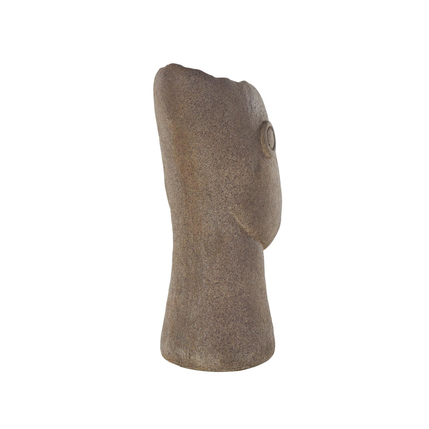 Deco 79 Magnesium Oxide Woman Indoor Outdoor Planter Textured Easter Island Head Large Brown Round Planter Pot, 6" x 9" x 17"