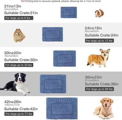 BVAGSS Reversible Dog Crate Pad, Memory Foam Pet Bed Mat, Soft Warm Machine Washable Sleeping Kennel Mattress for Small Medium Dogs XH079 (21''x13''x1.6'',Navy)