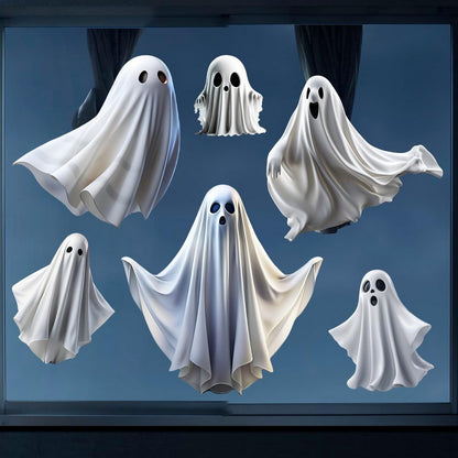 1 Sheet Halloween Ghost Window Clings for Glass Windows, Cute Ghost Window Stickers, Ghost Decal Window Clings Static Cling Decal for School Home Office Decoration Halloween Party Supplies