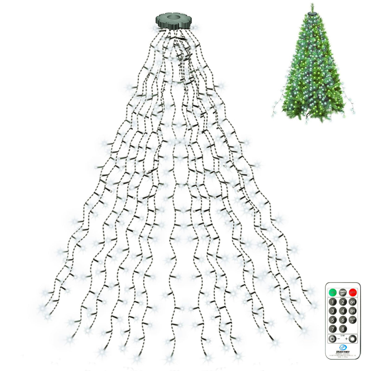 litogo Christmas Tree Lights 480LED Fairy Lights 9.8FT Remote 8 Modes Waterproof Dimmable Cool White TL24AC