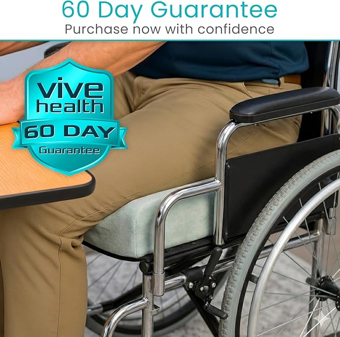 Vive Seat and Chair Cushion - Easy Rise for Elderly for Office, Wheelchair, Desk, Car & Couch - For Computer Use - Foam Sofa Pad With Cover - For Adults/Seniors - Relief for Back, Tailbone or Sciatica