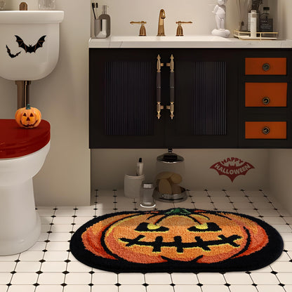 Halloween Pumpkin Bath Mat 20x32 Inch, Soft and Absorbent Tufted Fall Bathroom Rug Non Slip Washable, Autumn Halloween Bathroom Decor Rug Holiday Decorations