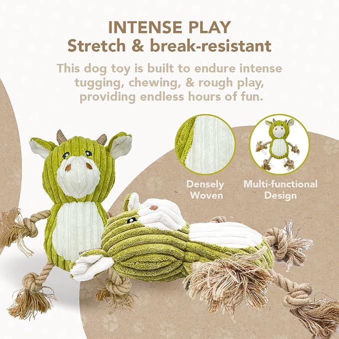 Eco-Bud Buddy Pet Toys for Dogs, Densely Woven Squeaky Dog Toys with Built-in Squeak, Long-Lasting and Durable, Recycled Plush Dog Squeaky Toys