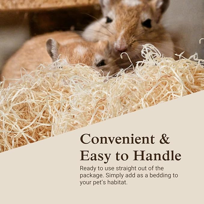 The Habitat Life - Natural Ribbon Cut Excelsior - for Birds, Hamsters, Gerbils, Rats & Other Small Mammals - Soft & Absorbent - Wood Fiber - Dye-Free & Safe - Small - 2 Pack