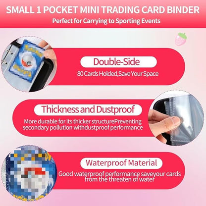 CLOKORIA Small 1 Pocket Card Binder for Cards,Mini Trading Card Binder Holder Fits 80 Cards with 40 Removable Sleeves,Card Collection Binder Album Book Case for TCG,MTG,Sports Games (Fish scales)