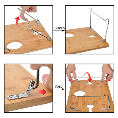 Tirrinia Portable Wine Picnic Table, Ideal Wine Gift for Women Men, Small Folding Outdoor Picnic & Cheese Tray with 2 Wine Glasses Holder for Camping, Park, Beach, Garden, Concerts