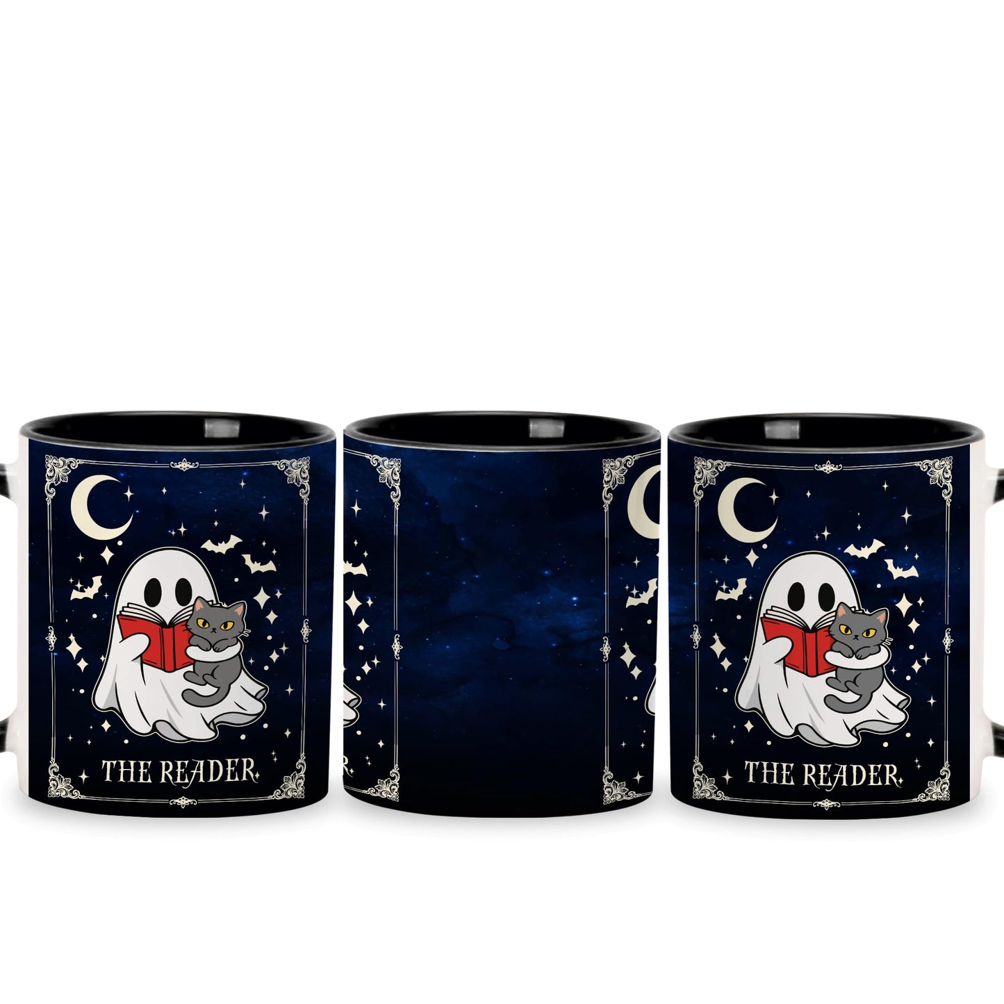 Hyturtle Cute Ghost with Cat Coffee Mug with Spoon for Halloween Birthday