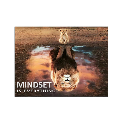Motivational Canvas Wall Art Mindset is Everything Lion King Inspirational Entrepreneur Quotes Poster Print Artwork Painting Picture for Office Bedroom Home Decor Framed Ready to Hang [24''W x 18''H]