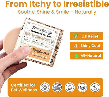 Project Sudz Oatmeal and Honey Dog Shampoo Bar | Hypoallergenic | Sensitive Coat | Made with Apple Cider Vineger | for Dogs and Cats