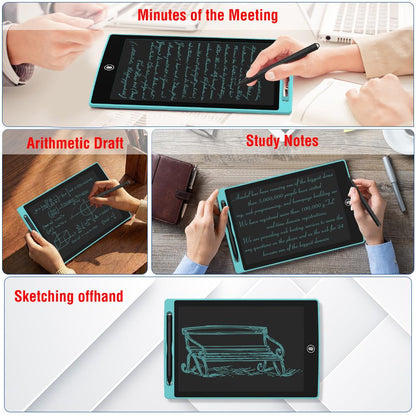 [2 Pack] [TIQUS] 10 Inch LCD Writing Tablet Pad Ewriter Electronic Board and MeMO Notes for and Adults at Home School and Office Thick Stylus Light Blue