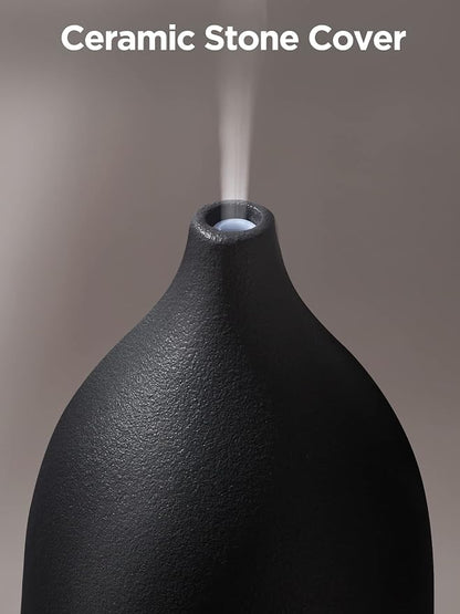 InnoGear Oil Diffuser, 150ML Ceramic Diffuser for Essential Oils Handcrafted Aromatherapy Diffuser Mother's Gift Ultrasonic Cool Mist Humidifier with 2 Mist Modes Waterless Auto Off for Home, Black