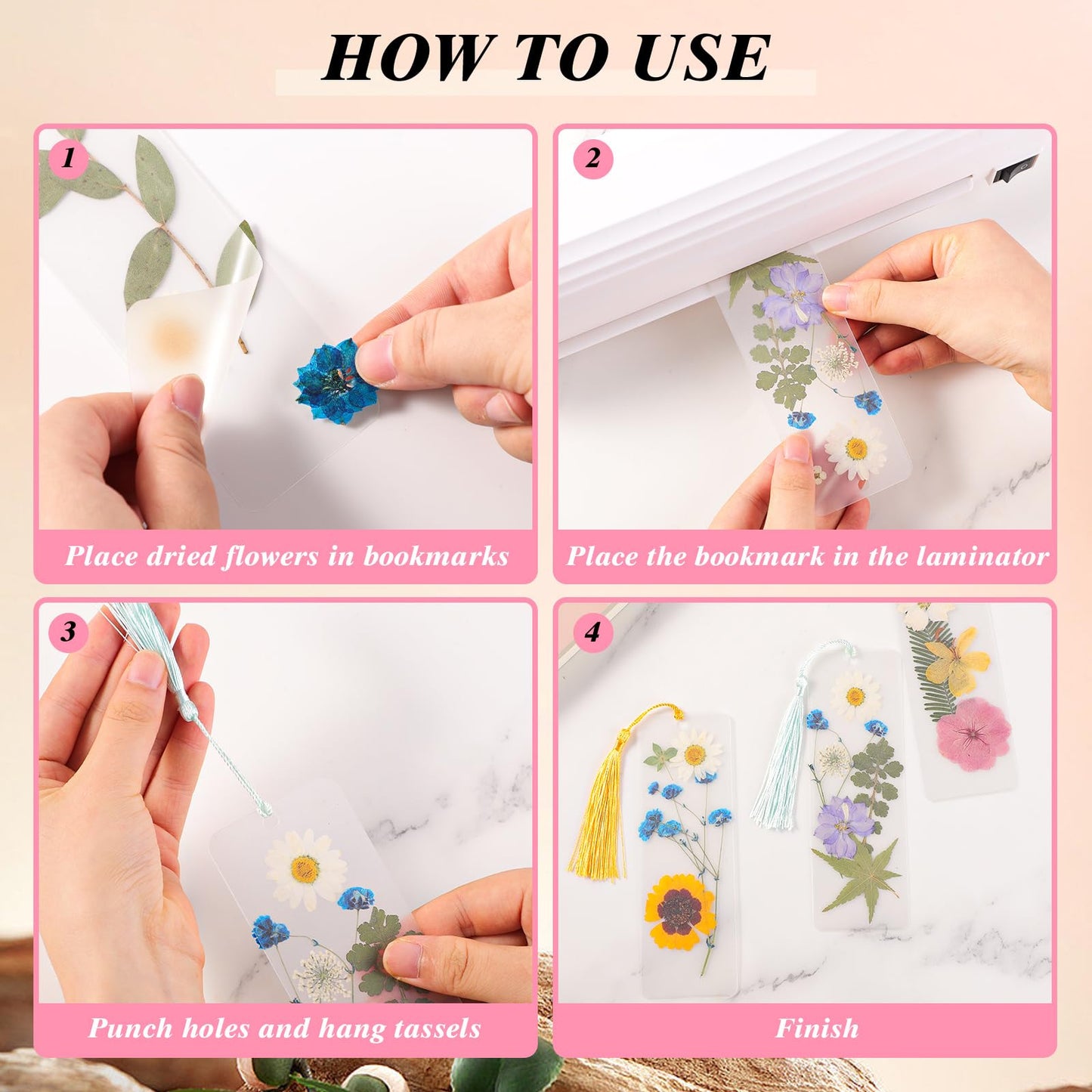 326Pcs Pressed Flower Bookmark Making Kit, DIY Bookmark Kit for Book Lover
