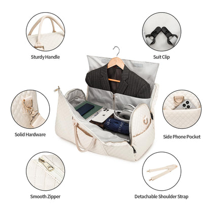 seyfocnia Convertible Carry on Garment Bag for Women, Garment Bags for Travel with Shoe Pouch 2 in 1 Hanging Suitcase Suit Bag for Women Travel Duffle Bag Garment Bag