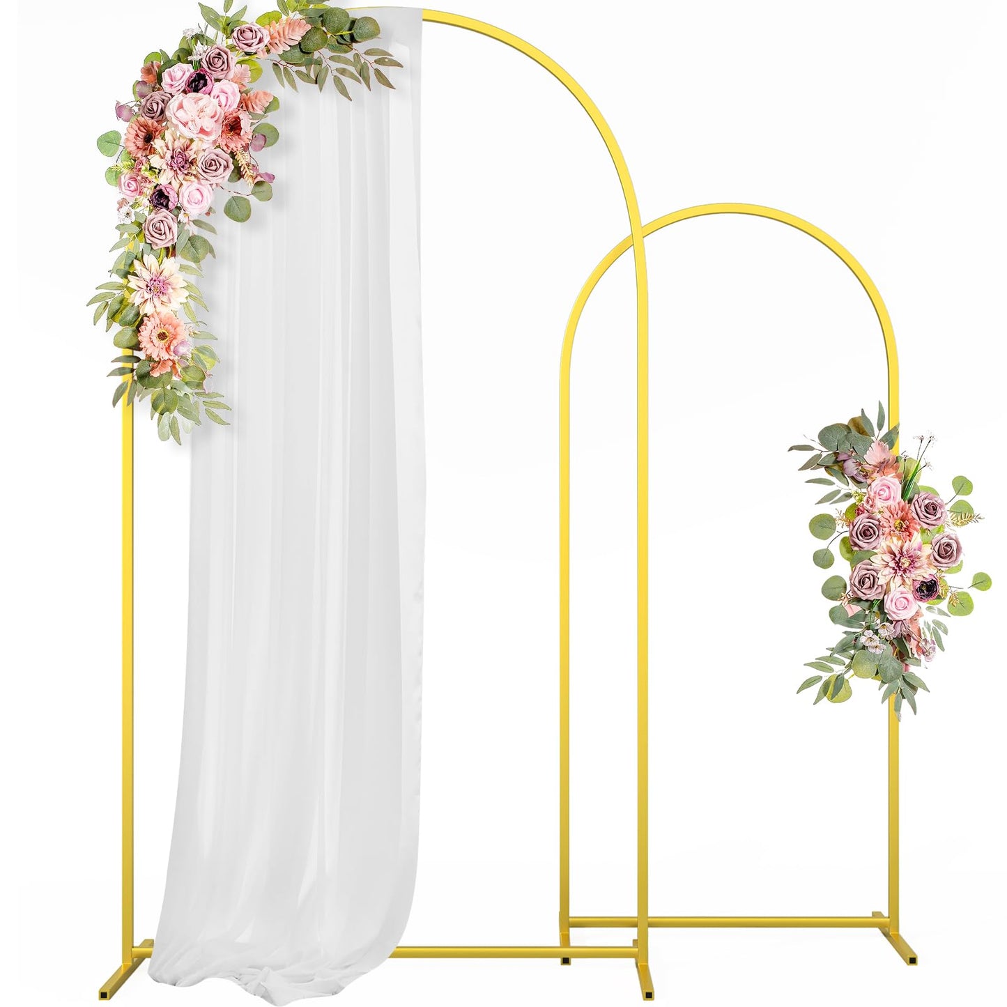 CludPark Metal Arch Backdrop Stand Wedding Arch Frame Set of 2 (7.2FT,6FT) Gold Balloon Backdrop Arch Stand for Wedding Ceremony Birthday Party Baby Shower Graduation Ceremony Decoration