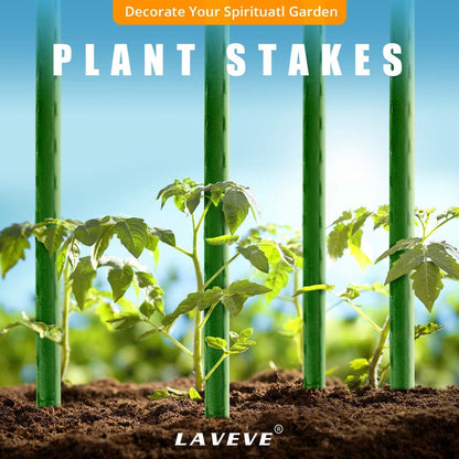 LAVEVE Garden Stakes 48 Inches Heavy Duty Steel Tomato Stake, Plastic Coated Support for Securing Trees, Climbing Plants, Cucumber, Beans, Pack of 40