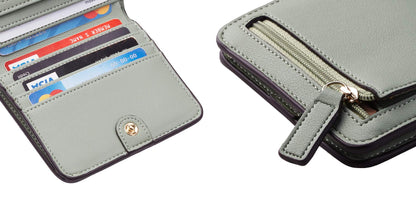 Toughergun Women’s Small Slim Leather Wallet with RFID Protection, Compact Bifold Mini Purse with Clear ID Window
