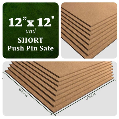 Classic Mules Cork Board Tiles - 8 Pack Square - 12" x 12" - 1/4" Thick Cork Tiles - Premium Natural Cork for Bulletin Board, Display or Mini Wall - 72 Self Adhesive Squares Included