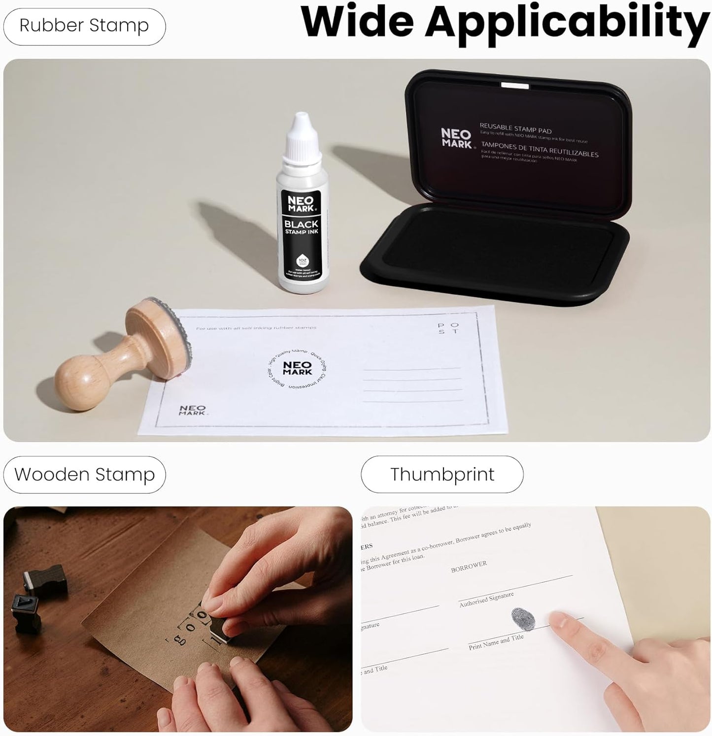 Medium Stamp Pad -2.8"x 4.4", Magnetic Lid, Premium Quality Felt Stamp Pad (Black)