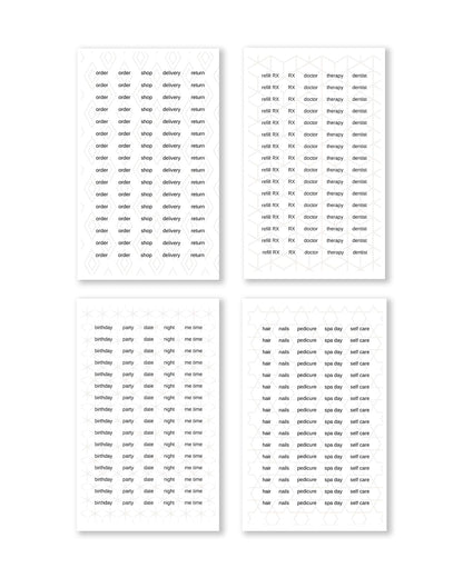 Rongrong House & Family Words and Icons Sticker Book – 25 Pages of Functional Planner Stickers – Chore, Cleaning, and Home Organization Stickers for Planners, Journals, Calendars & Family Schedules
