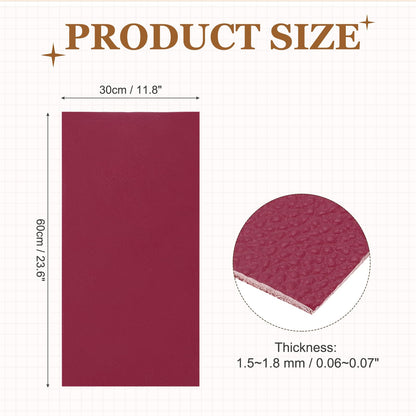 MECCANIXITY Thick Full Grain Leather Sheet, 23.6 x 11.8 Inch Natural Cow Leather 1.5-1.8 mm Fabric Pieces for DIY Craft Furniture Office Belts Notebook Covers,Fashion Red
