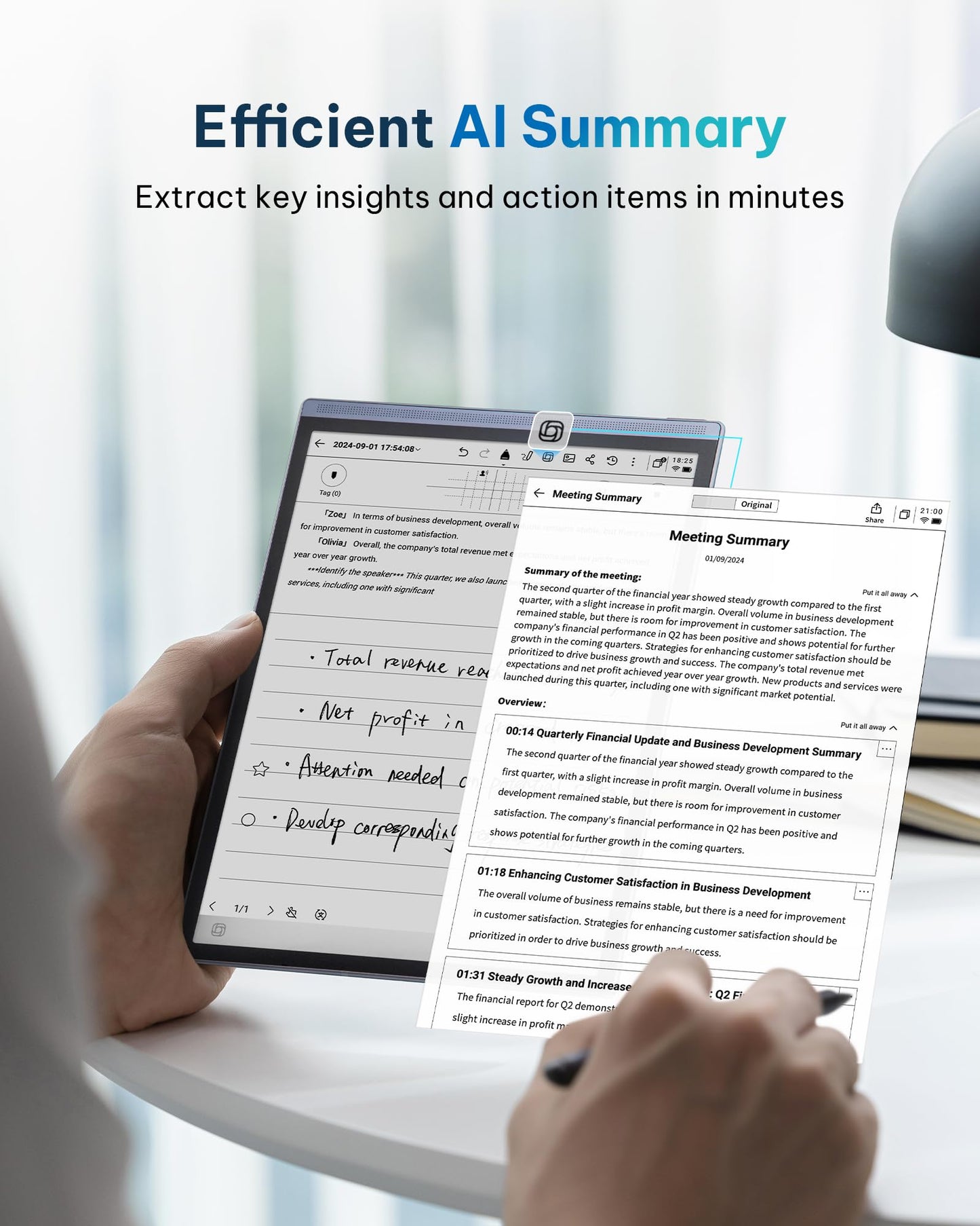 iFLYTEK AINOTE Air 2 Bundle with Black Folio Case, 8.2-inch AI Paper Tablet Writing Tablet, Digital Notebook with Pen, Voice-to-Text Transcription, Multi-Languages Chatgpt Support